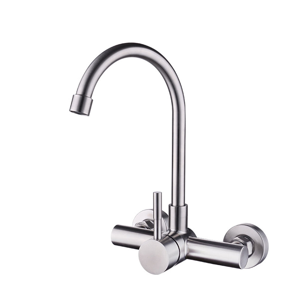 Wall Mount Kitchen Mixer Tap Faucet Stainless Steel